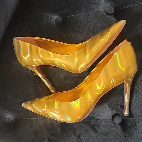 Sam Edelman Holographic Yellow Gold Pump Pointed Toe Heels - Brand new! - Picture 11 of 12